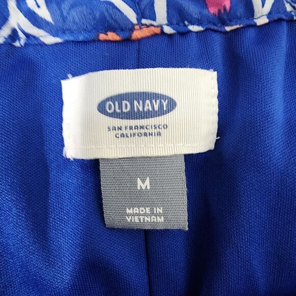 Old Navy Womens Long Maxi Dress Medium Halter Blue Floral Birds Ties Beachy Boho - Picture 6 of 8